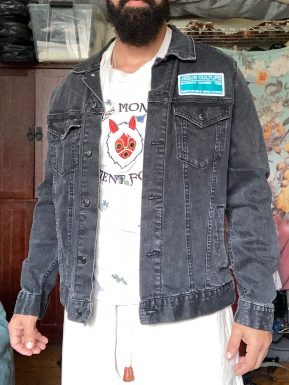 Black Denim Jacket with Patches